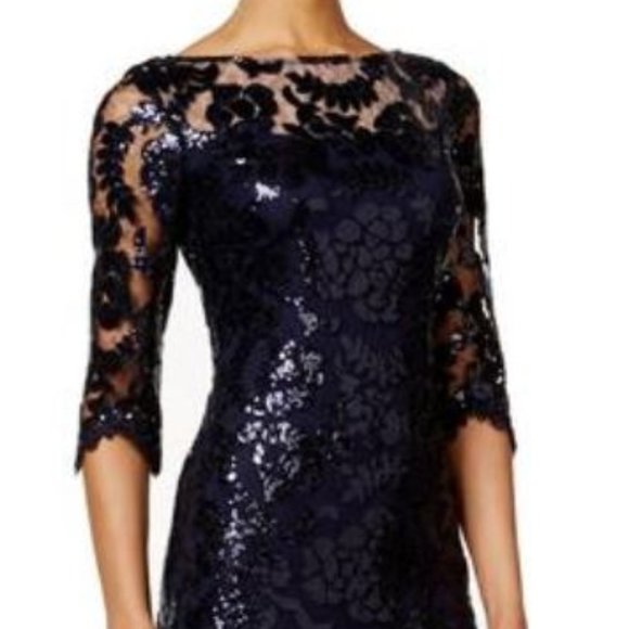 Embroidered Lace Sequin Evening Gown,size2 - Picture 7 of 7